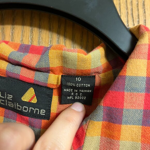 Vintage gingham Liz Claiborne blouse, Size 10 - Picture 3 of 5